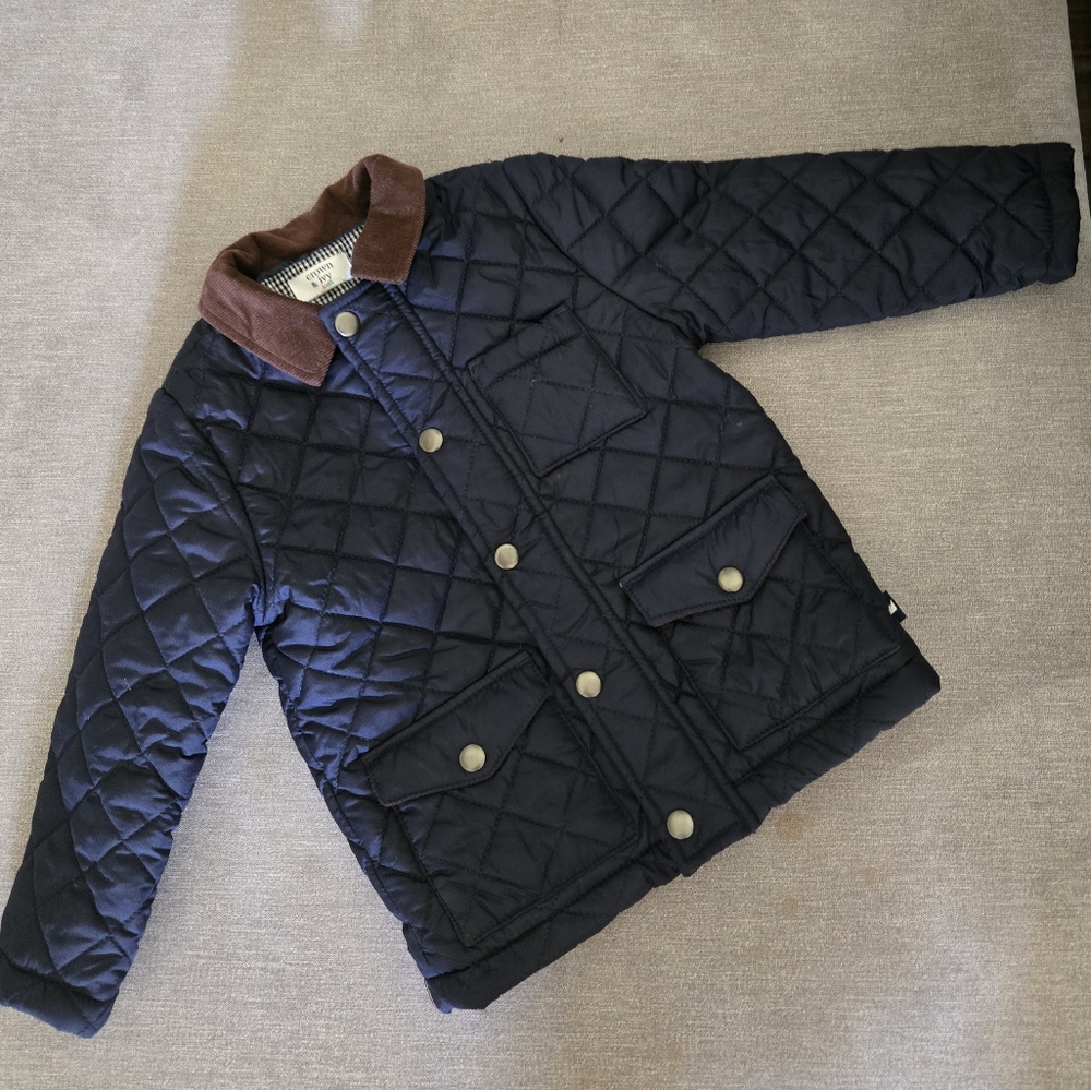 Quilted Field Jacket Jacket with Brown Collar 4T